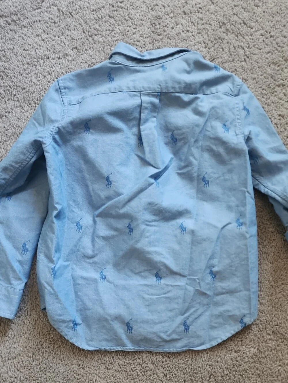 Ralph LAUREN Blue Embroidered Button-Down Kids Shirt